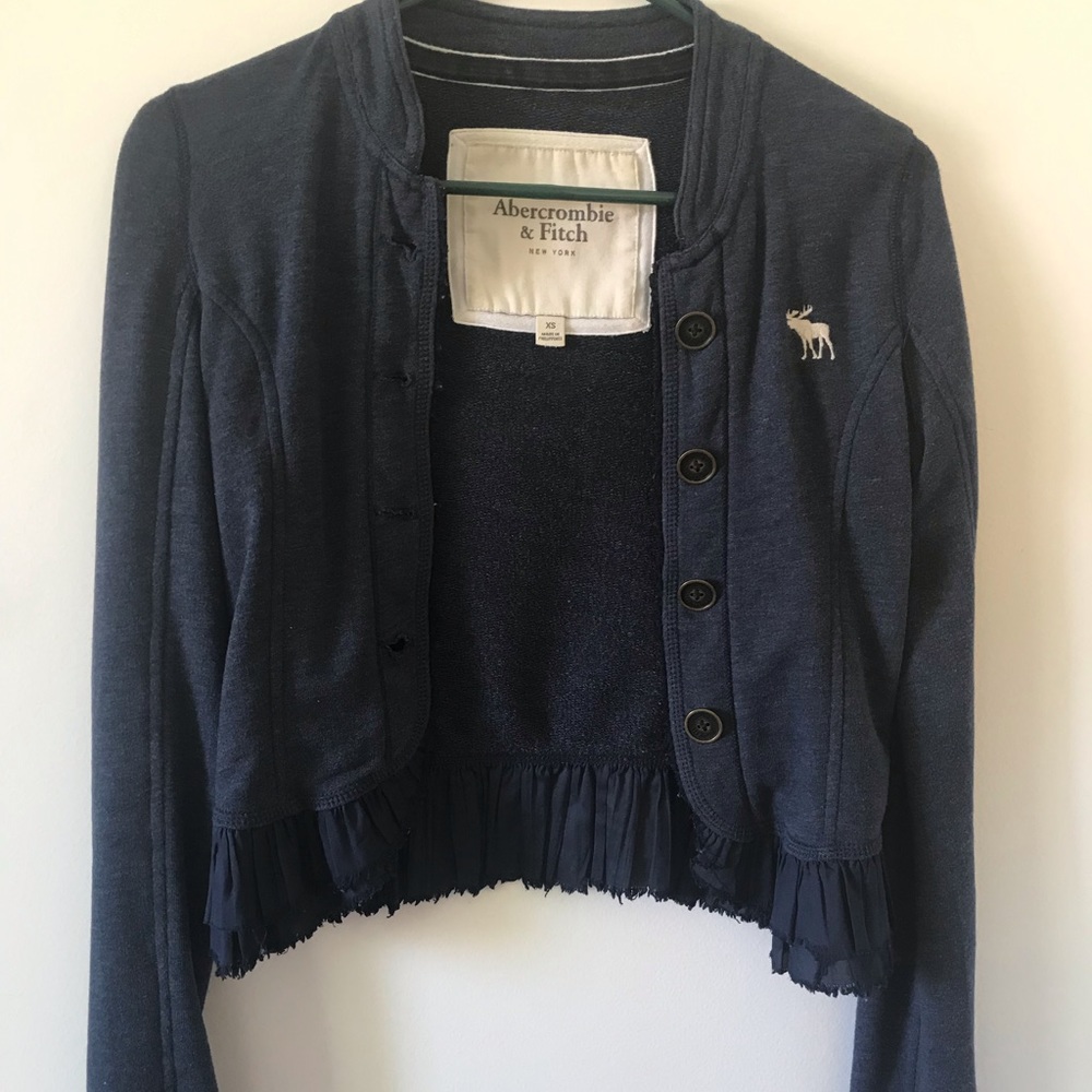 Navy Ruffle Abercrombie Sweater